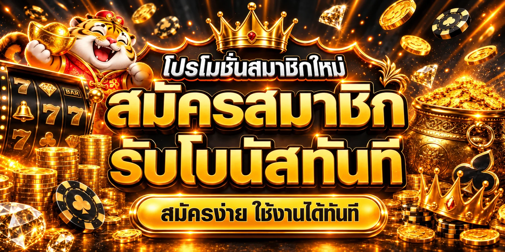 แบนเนอร์สมัครสมาชิก PARUAY888 พร้อมมาสคอตเสือนำโชค